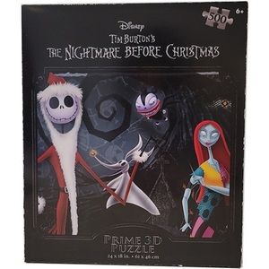 Nightmare Before Christmas 500 piece 24x18 Tim Burtons Disney 3d puzzle nwt